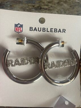 BaubleBar Silver Raiders Crystal Hoop Earrings